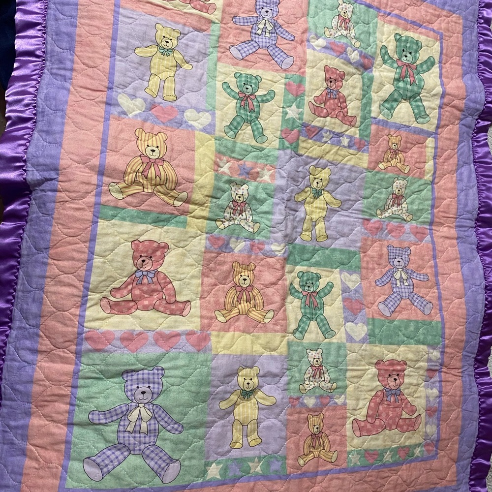 Pastel‎ Teddy Patchwork Quilt Throw by